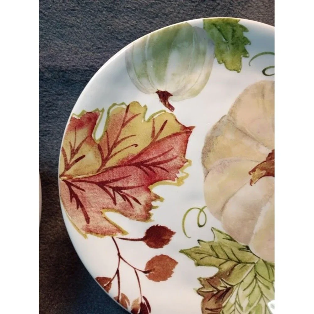 Set/2 Robert Stanley Harvest Pumpkin Salad Dessert Plates Fall Thanksgiving 1B